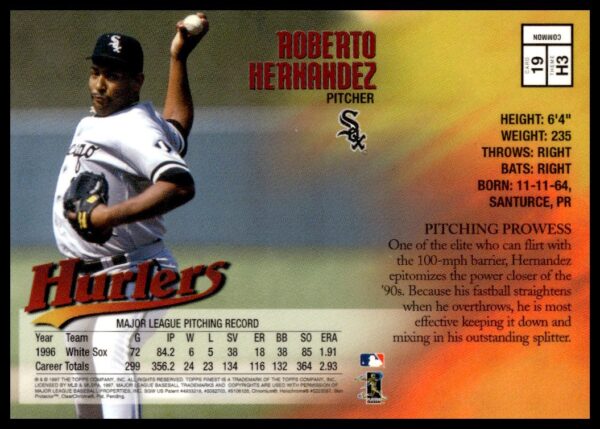 1997 Topps Finest Roberto Hernandez #19 (Back)