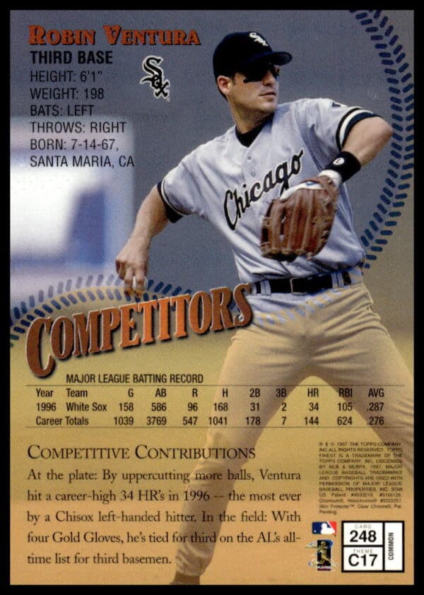 1997 Topps Finest Robin Ventura #248 (Back)