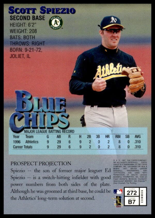 1997 Topps Finest Scott Spiezio #272 (Back)