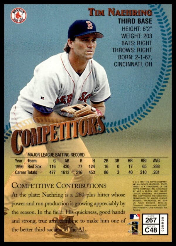 1997 Topps Finest Tim Naehring #267 (Back)