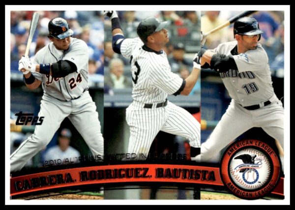 2011 Topps 2010 AL Runs Batted In Leaders (Miguel Cabrera / Alex Rodriguez / Jose Bautista) #306 (Front)