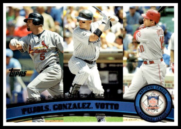 2011 Topps 2010 NL Runs Batted In Leaders (Albert Pujols / Carlos Gonzalez / Joey Votto) #138 (Front)