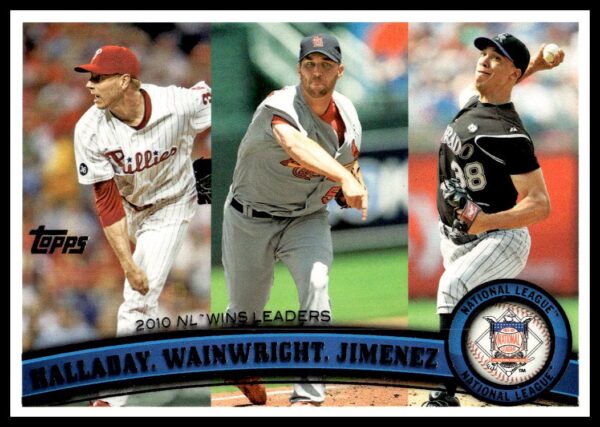 2011 Topps Roy Halladay / Adam Wainwright / Ubaldo Jimenez #11 (Front)