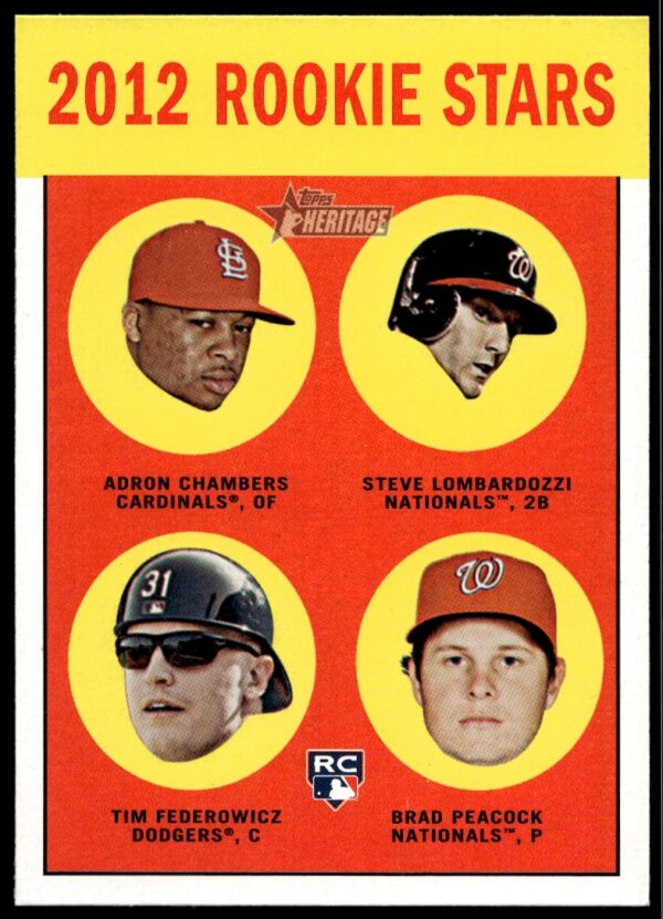 2012 Topps Heritage Adron Chambers / Steve Lombardozzi / Tim Federowicz / Brad Peacock #265 (Front)