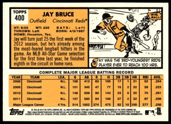 2012 Topps Heritage Jay Bruce #400 (Back)