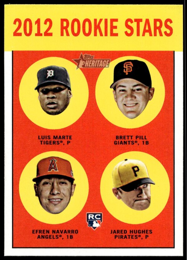 2012 Topps Heritage Luis Marte / Brett Pill / Efren Navarro / Jared Hughes #169 (Front)