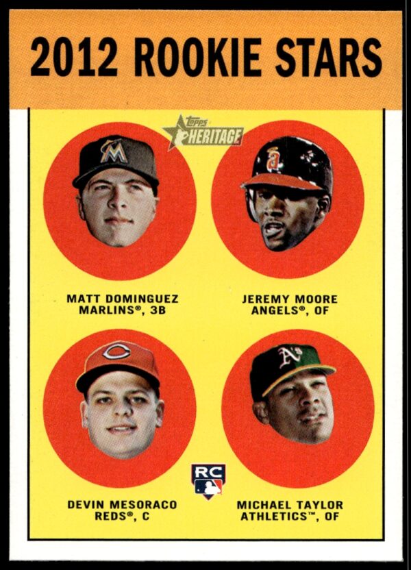 2012 Topps Heritage Matt Dominguez / Jeremy Moore / Devin Mesoraco / Michael Taylor #407 (Front)