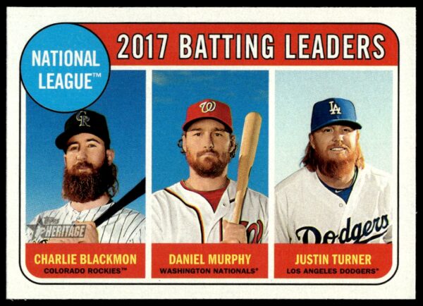 2018 Topps Heritage Charlie Blackmon / Justin Turner / Daniel Murphy #2 (Front)