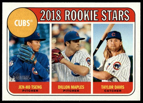 2018 Topps Heritage Jen-Ho Tseng / Dillon Maples / Taylor Davis #297 (Front)