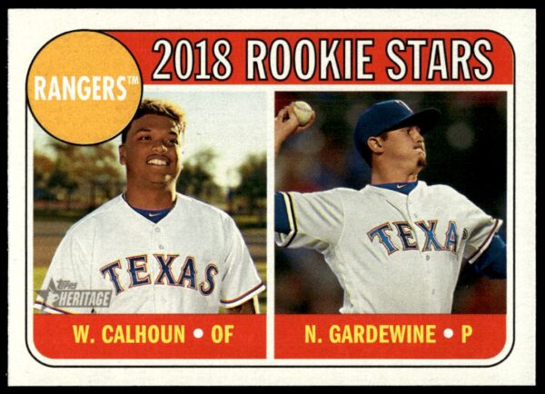 2018 Topps Heritage Rangers 2018 Rookie Stars (Willie Calhoun / Nick Gardewine) #86 (Front)