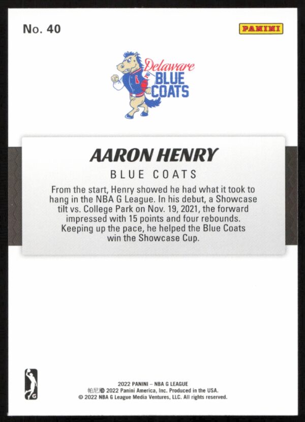 2021-22 Panini NBA G League Aaron Henry #40 (Back)