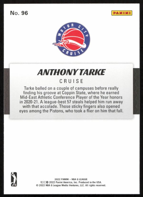 2021-22 Panini NBA G League Anthony Tarke #96 (Back)