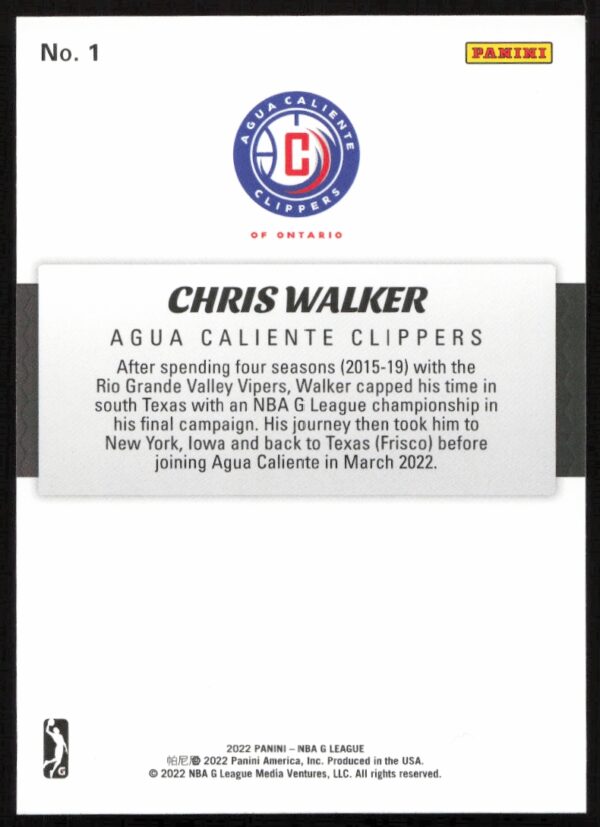 2021-22 Panini NBA G League Chris Walker #1 (Back)