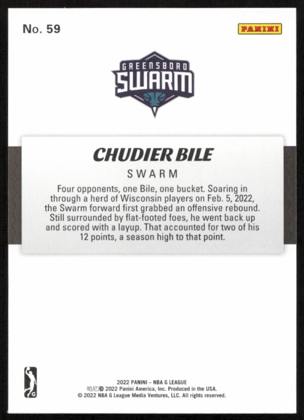 2021-22 Panini NBA G League Chudier Bile #59 (Back)