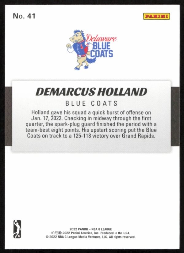 2021-22 Panini NBA G League Demarcus Holland #41 (Back)