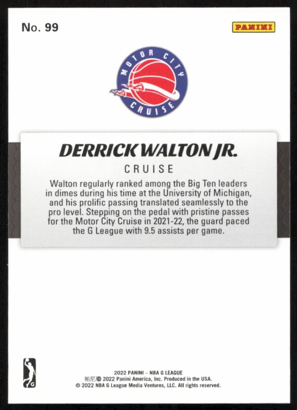 2021-22 Panini NBA G League Derrick Walton Jr. #99 (Back)