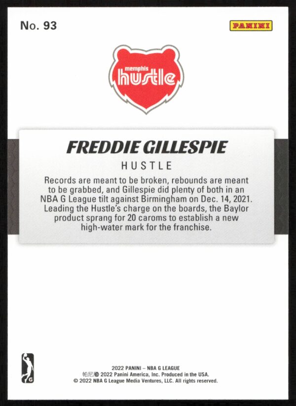 2021-22 Panini NBA G League Freddie Gillespie #93 (Back)