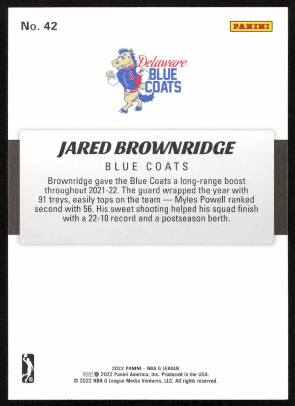 2021-22 Panini NBA G League Jared Brownridge #42 (Back)