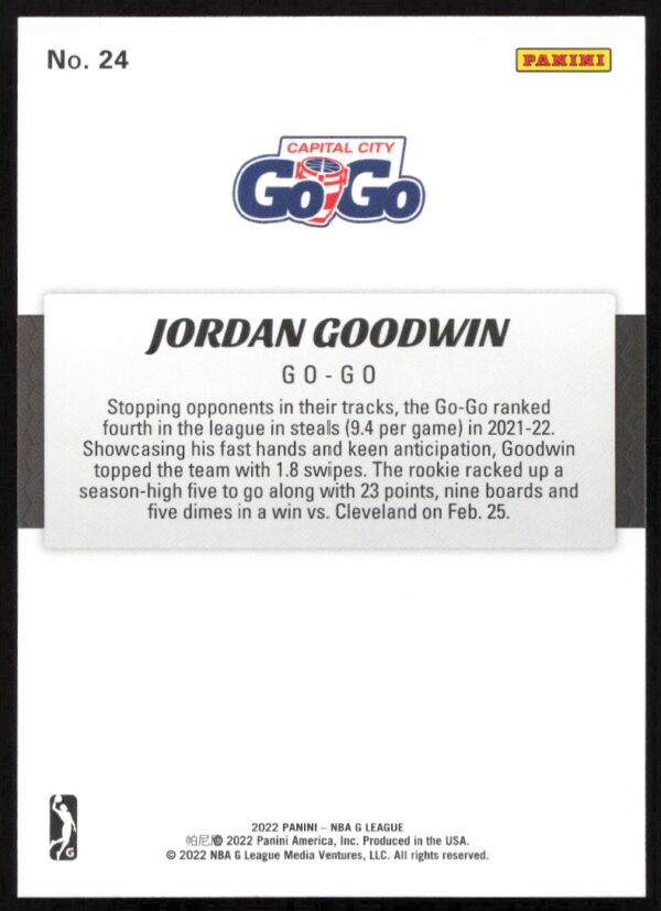 2021-22 Panini NBA G League Jordan Goodwin #24 (Back)