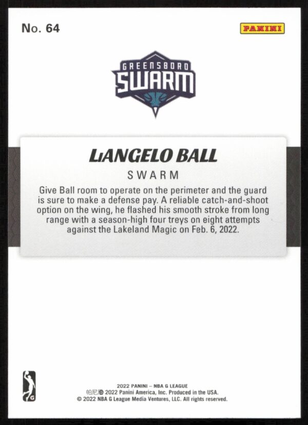 2021-22 Panini NBA G League LiAngelo Ball #64 (Back)