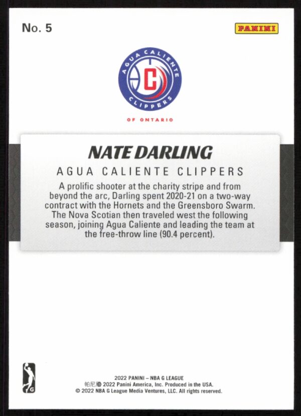 2021-22 Panini NBA G League Nate Darling #5 (Back)