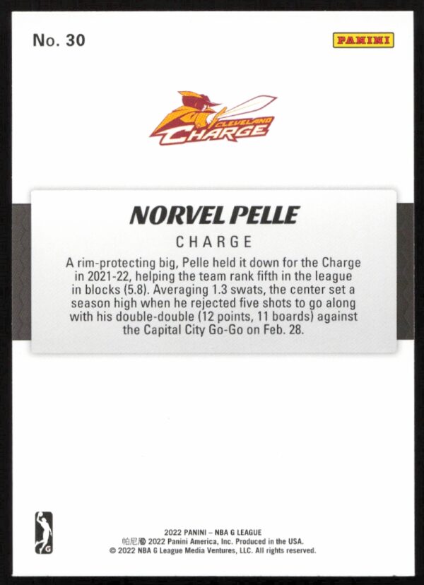 2021-22 Panini NBA G League Norvel Pelle #30 (Back)