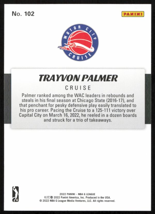 2021-22 Panini NBA G League Trayvon Palmer #102 (Back)