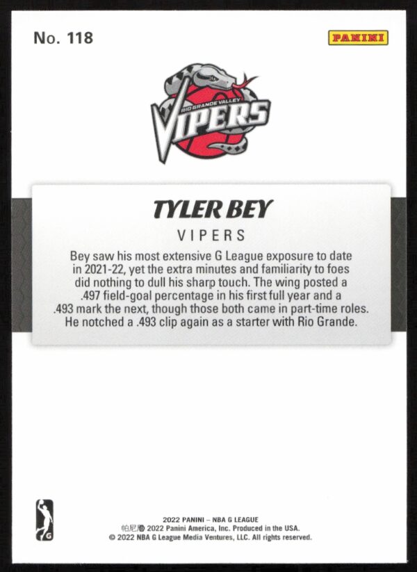 2021-22 Panini NBA G League Tyler Bey #118 (Back)