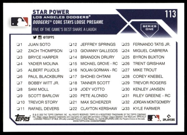 2023 Topps Series 1 Star Power #113 (Back)