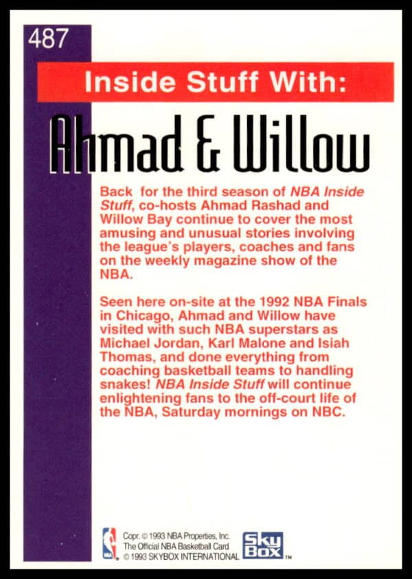 1992-93 Hoops Series 2 Ahmad Rashad / Willow Bay #487 (Back)