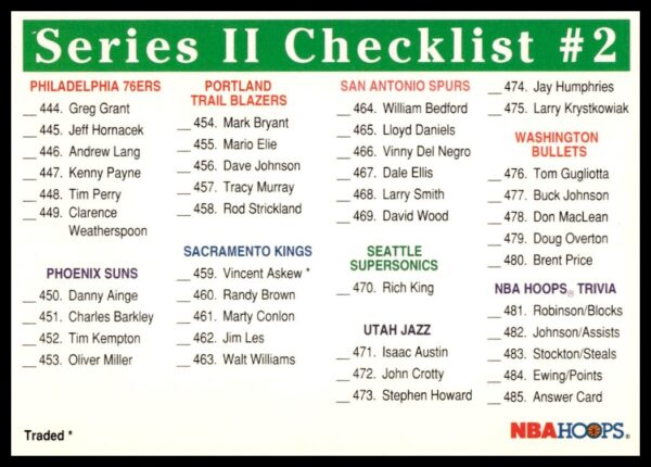 1992-93 Hoops Series 2 Series II Checklist #2 #490 (Front)