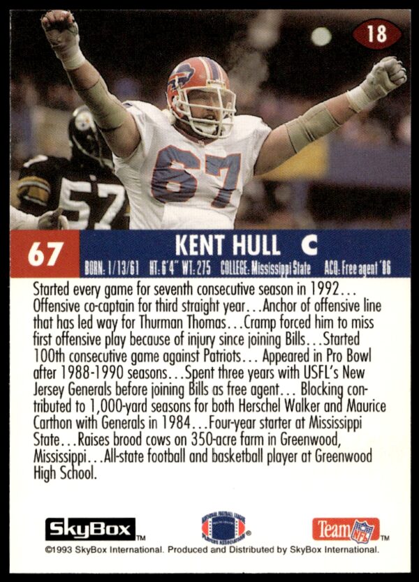 1993 SkyBox Impact Kent Hull #18 (Back)