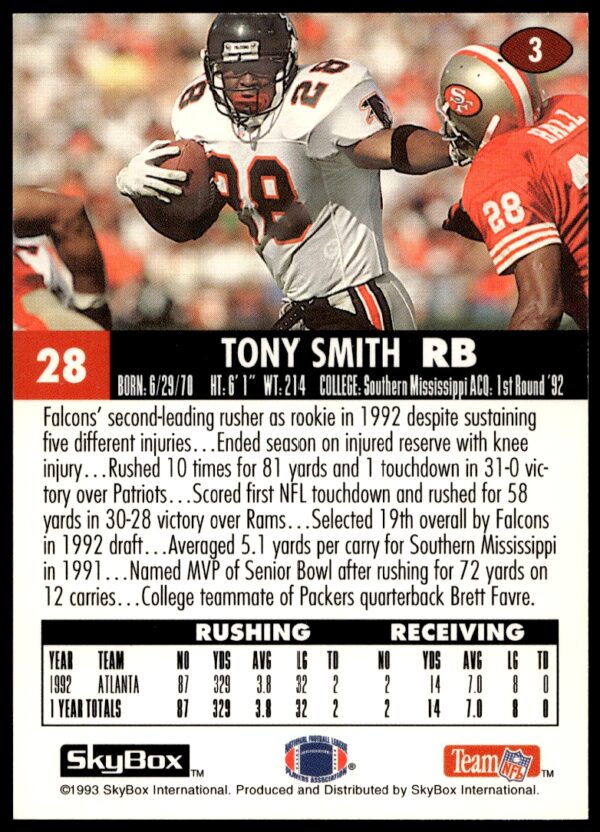 1993 SkyBox Impact Tony Smith #3 (Back)