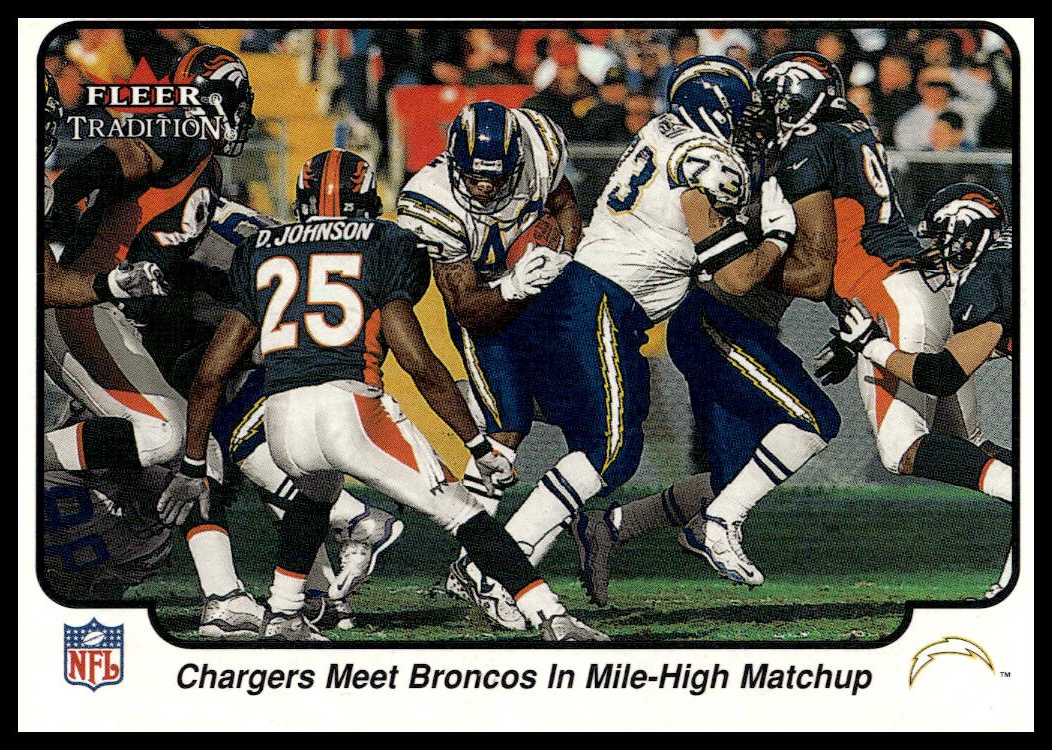 2000 Fleer Tradition Glossy Chargers Meet Broncos in Mile-High Matchup #391 (Front)