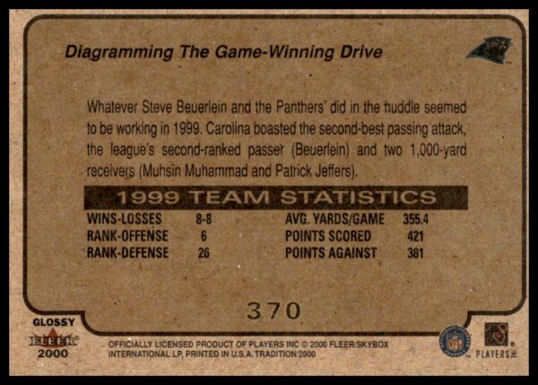 2000 Fleer Tradition Glossy Diagramming the Game-Winning Drive #370 (Back)