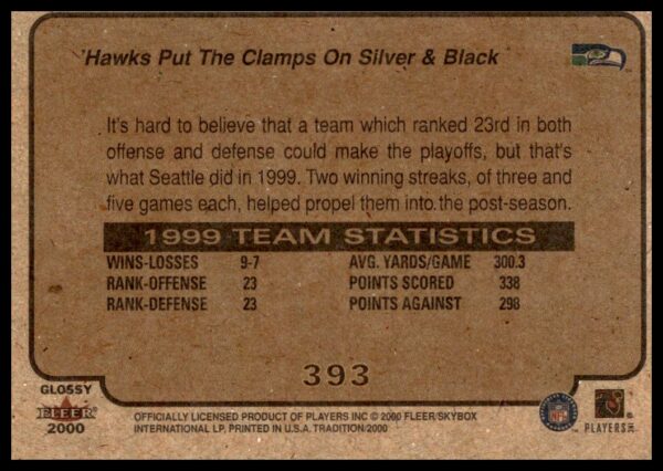 2000 Fleer Tradition Glossy 'Hawks Put the Clamps on Silver & Black #393 (Back)