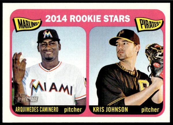 2014 Topps Heritage Arquimedes Caminero / Kris Johnson #286 (Front)