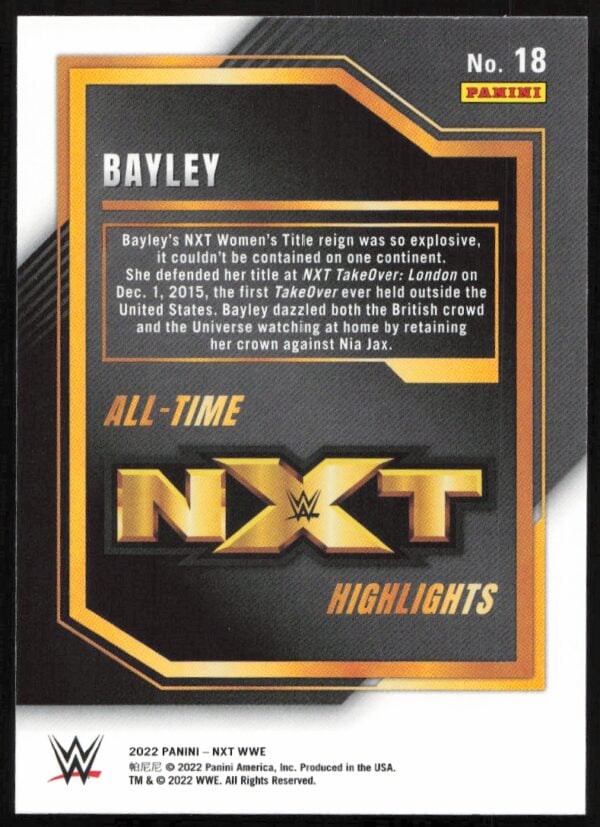 2022 Panini NXT 2.0 WWE Bayley #18 (Back)