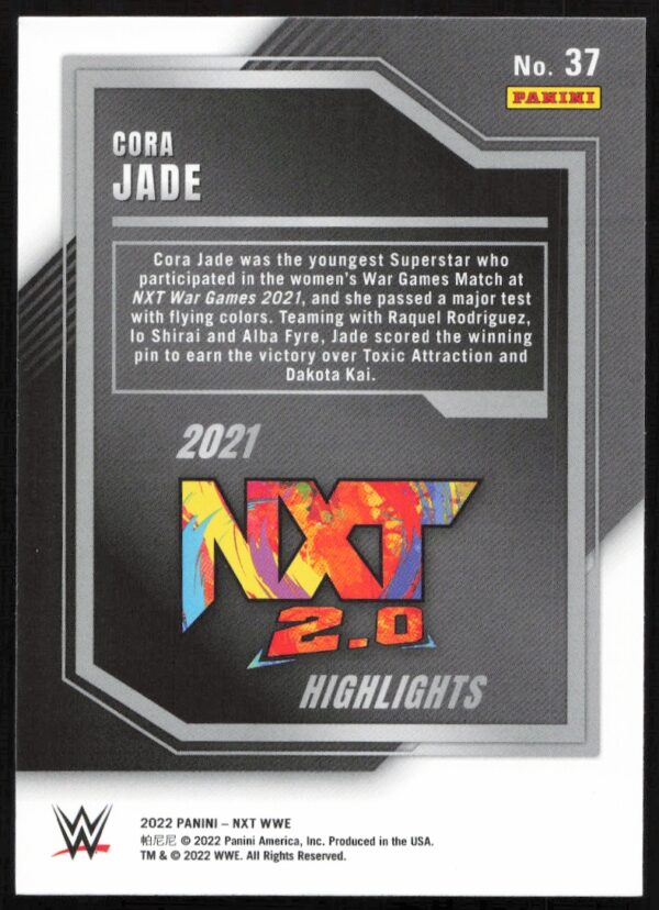 2022 Panini NXT 2.0 WWE Cora Jade   #37   (Back)