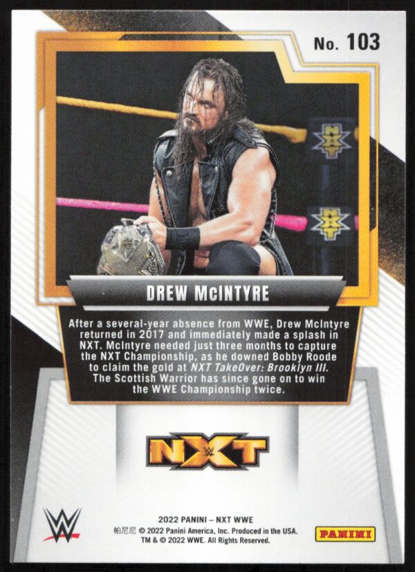 2022 Panini NXT 2.0 WWE Drew McIntyre #103 (Back)