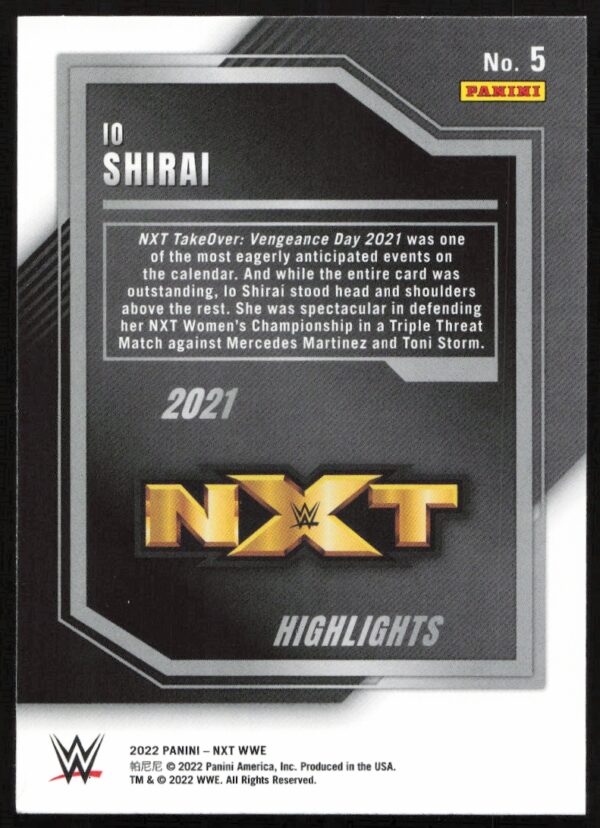 2022 Panini NXT 2.0 WWE Io Shirai   #5   (Back)