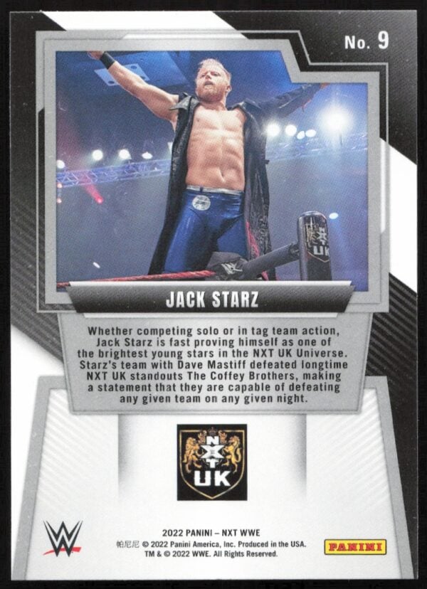 2022 Panini NXT 2.0 WWE Jack Starz #9 (Back)