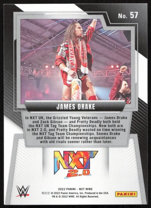 2022 Panini NXT 2.0 WWE James Drake #57 (Back)