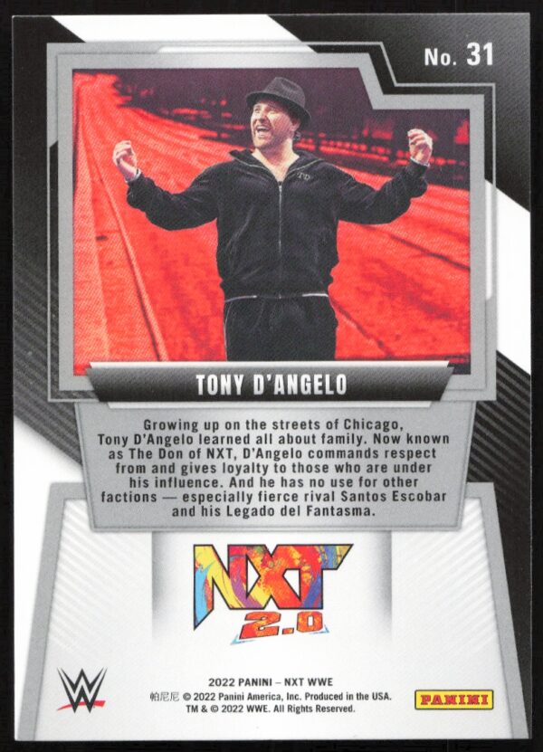 2022 Panini NXT 2.0 WWE Tony D'Angelo #31 (Back)