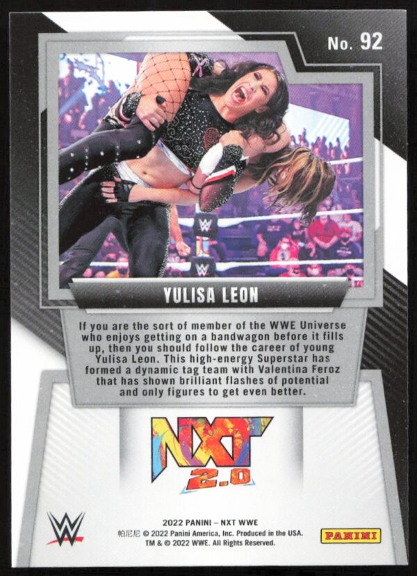 2022 Panini NXT 2.0 WWE Yulisa Leon #92 (Back)