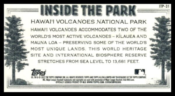 2022 Topps Allen & Ginter Hawai'i Volcanoes National Park Inside the Park Mini #ITP-31 (Back)