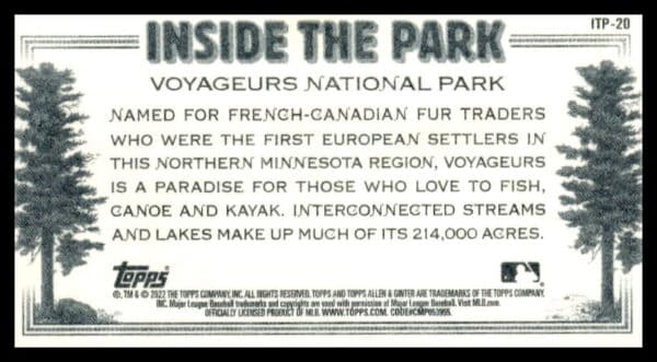 2022 Topps Allen & Ginter Voyageurs National Park Inside the Park Mini #ITP-20 (Back)