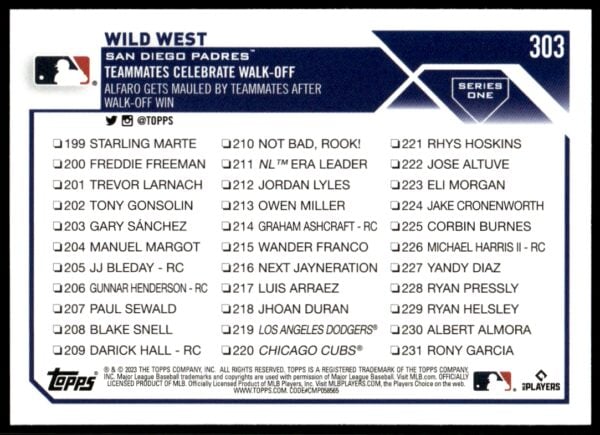 2023 Topps Series 1 Wild West #303 (Back)