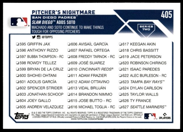 2023 Topps Series 2 Pitcher's Nightmare #405 (Back)