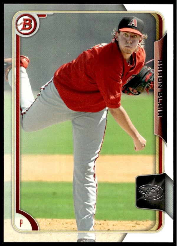 2015 Bowman Aaron Blair Prospects Card #BP76, featuring Blair in Minor League uniform.